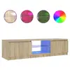 Image de Vidaxl meuble tv avec lumières led chêne fumé 140x40x36 cm