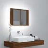 Image de vidaXL Armoire à miroir LED Chêne marron 60x12x45 cm Bois dingénierie armoire à miroir de salle de bain armoire à miroir 822843