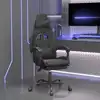 Image de Chaise De Jeu Pivotante Avec Repose-pied Noir Similicuir Vidaxl