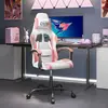 Image de Chaise De Jeu Pivotante Blanc Et Rose Similicuir Vidaxl