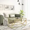 Image de vidaXL Table basse doré acier inoxydable et verre trempé 349938