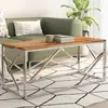 Image de Table Basse Argenté Acier Inoxydable Et Bois Massif D'acacia Vidaxl