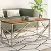 Image de Table Basse Argenté Inox Et Bois De Récupération Massif Vidaxl