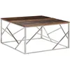 Image de Table Basse Argenté Acier Inoxydable Et Bois De Mélèze Massif Vidaxl