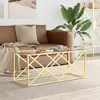 Image de Table Basse 110x45x45 Cm Acier Inoxydable Et Verre Vidaxl