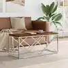 Image de Table Basse Acier Inoxydable Et Bois Massif De Récupération Vidaxl