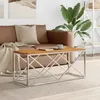 Image de vidaXL Table basse acier inoxydable et bois massif dacacia 349967