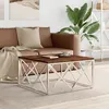 Image de Table Basse Acier Inoxydable Et Bois Massif De Récupération Vidaxl