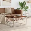 Image de vidaXL Table basse acier inoxydable et bois massif de récupération 349973