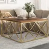 Image de vidaXL Table basse doré acier inoxydable et bois de mélèze massif 349982