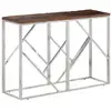 Image de Table Console Argenté Acier Inoxydable Et Bois De Mélèze Massif Vidaxl