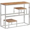 Image de Table Console Argenté Acier Inoxydable Et Bois Massif D'acacia Vidaxl