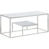 Image de Table Basse Argenté Acier Inoxydable Et Verre Trempé Vidaxl