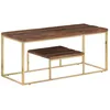 Image de Table Basse Doré Acier Inoxydable Et Bois De Mélèze Massif Vidaxl