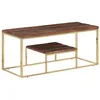 Image de vidaXL Table basse doré acier inoxydable et bois de mélèze massif 350022