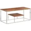 Image de Table Basse Argenté Acier Inoxydable Et Bois Massif D'acacia Vidaxl