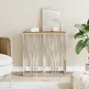 Image de Table Console Argenté Acier Inoxydable Et Bois Massif D'acacia Vidaxl