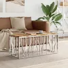 Image de Table Basse Argenté Acier Inoxydable/bois Massif Récupération Vidaxl