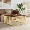 Image de Table Basse Doré Acier Inoxydable Et Bois Massif Récupération Vidaxl