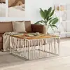 Image de Table Basse Argenté Acier Inoxydable/bois Massif Récupération Vidaxl