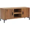 Image de Meuble Tv Marron 110x35x48 Cm Bois De Pin Massif Vidaxl