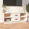Image de Meuble Tv Blanc 100x34x40 Cm Bois De Pin Massif Vidaxl