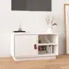 Image de Meuble Tv Blanc 70x34x40 Cm Bois De Pin Massif Vidaxl