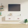 Image de Armoires Murales 2 Pcs Blanc 60x30x30 Cm Bois De Pin Massif Vidaxl