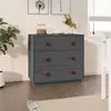 Image de Buffet Gris 80x40x75 Cm Bois Massif De Pin Vidaxl