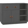 Image de Buffet Gris 98,5x40x75 Cm Bois Massif De Pin Vidaxl
