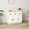 Image de Buffet Blanc 100x40x75 Cm Bois Massif De Pin Vidaxl