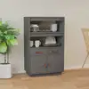 Image de Buffet Haut Gris 67x40x108,5 Cm Bois Massif De Pin Vidaxl