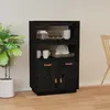 Image de Buffet Haut Noir 67x40x108,5 Cm Bois Massif De Pin Vidaxl