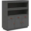 Image de Buffet Haut Gris 100x40x108,5 Cm Bois Massif De Pin Vidaxl