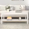 Image de Table Basse Blanc 110x55x45 Cm Bois Massif De Pin Vidaxl