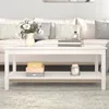 Image de vidaXL Table basse Blanc 110x55x45 cm Bois massif de pin 822273