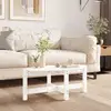 Image de Table Basse Blanc 87x48x35 Cm Bois Massif De Pin Vidaxl