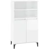 Image de Buffet Haut Blanc Brillant 60x36x110 Cm Bois D'ingénierie Vidaxl