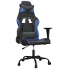 Image de Chaise de jeu pivotante - vidaXL - Noir et Bleu - Similicuir durable - Dossier réglable - Hauteur ajustable
