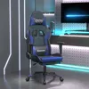 Image de Chaise De Jeu Avec Repose-pied Noir Et Bleu Similicuir Vidaxl