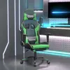 Image de Chaise De Jeu Avec Repose-pied Noir Et Vert Similicuir Vidaxl