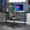 Image de Chaise De Jeu Avec Repose-pied Noir Et Camouflage Similicuir Vidaxl