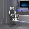 Image de Chaise De Jeu Avec Repose-pied Noir Et Blanc Similicuir Vidaxl