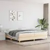 Image de Cadre De Lit À Lattes Crème 200x200 Cm Tissu Vidaxl