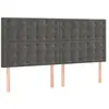 Image de Tête De Lit Gris Foncé 200 X 5 X 118/128 Cm Velours Vidaxl