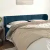 Image de Tête De Lit Avec Oreilles Bleu Foncé 163x23x78/88 Cm Velours Vidaxl