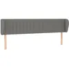 Image de Tête De Lit Avec Oreilles Gris Foncé 163x23x78/88 Cm Tissu Vidaxl