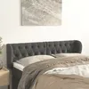 Image de Tête De Lit Avec Oreilles Gris Foncé 163x23x78/88 Cm Velours Vidaxl