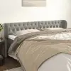 Image de Tête De Lit Avec Oreilles Gris Clair 183x23x78/88 Cm Velours Vidaxl