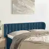 Image de Tête De Lit Avec Oreilles Bleu Foncé 147x23x78/88 Cm Velours Vidaxl